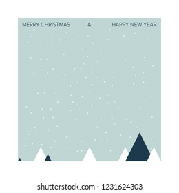 Minimal and Modern Christmas Card with Snowflakes and White Frame. Vector Illustration. EPS10 with layers, easy to edit.