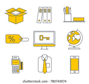 Minimal and Modern Colorful Business Office Icons Set
