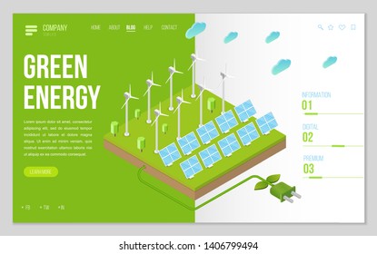 Minimal modern concept of alternative ecology energy source. Design web site, landing page or presentation template. Isometric vector illustration.