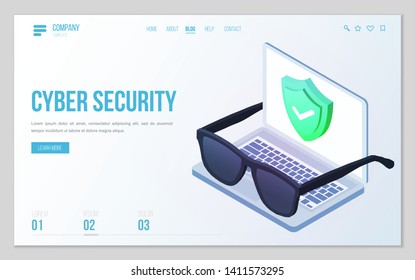 Minimal modern concept of data protection or digital online security. Design web site, landing page or presentation template. Isometric vector illustration.
