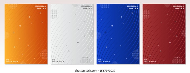 Minimal modern cover design with abstract geometric line background set 
