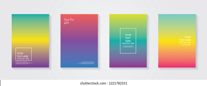 Minimal modern cover design. Dynamic colorful gradients. Future geometric patterns. Blue, pink, yellow, green, orange, purple placard poster template.