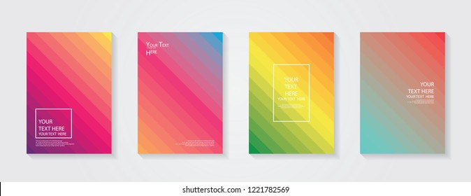 Minimal modern cover design. Dynamic colorful gradients. Future geometric patterns. Blue, pink, yellow, green, orange, purple placard poster template.