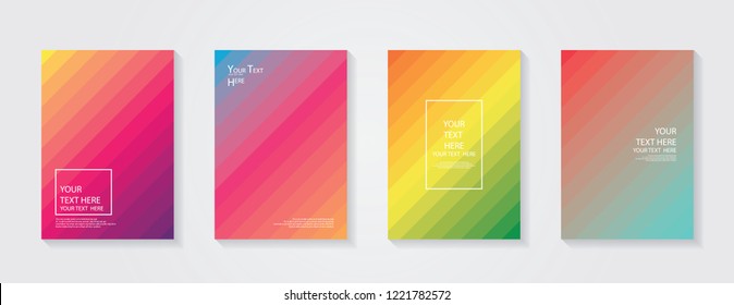 Minimal modern cover design. Dynamic colorful gradients. Future geometric patterns. Blue, pink, yellow, green, orange, purple placard poster template.