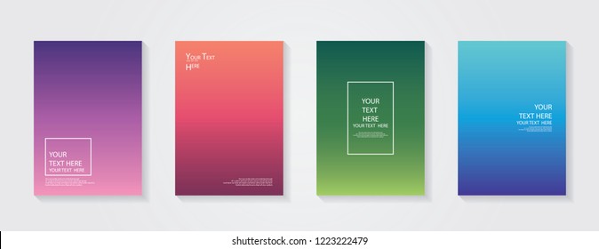 Minimal modern cover design. Dynamic colorful gradients. Future geometric patterns. Blue, pink, yellow, green, orange, purple placard poster template.