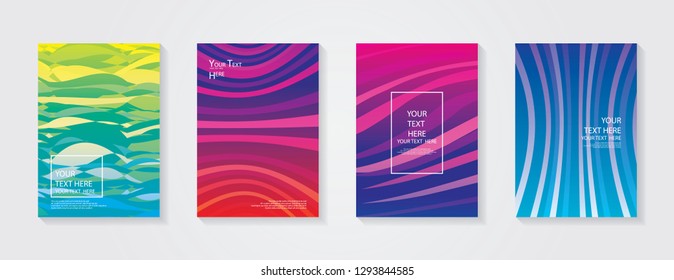 Minimal modern cover design. Dynamic colorful gradients. Future geometric patterns. Blue, pink, yellow, green, orange, purple placard poster template.