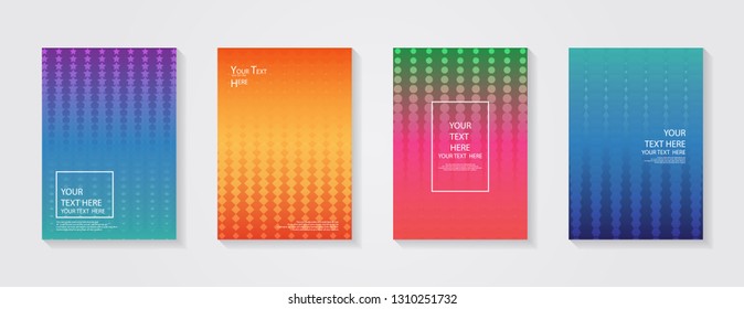 Minimal modern cover design. Dynamic colorful gradients. Future geometric patterns. Blue, pink, yellow, green, orange, purple placard poster template.