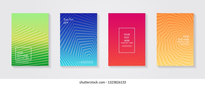 Minimal modern cover design. Dynamic colorful gradients. Future geometric patterns. Blue, pink, yellow, green, orange, purple placard poster template.