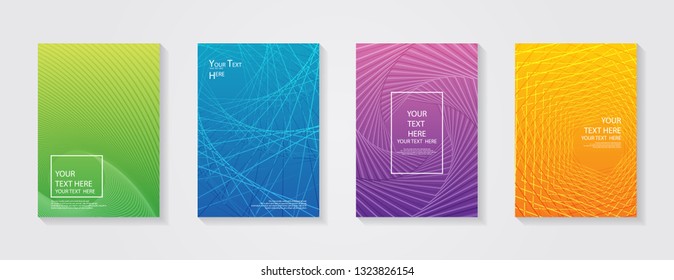 Minimal modern cover design. Dynamic colorful gradients. Future geometric patterns. Blue, pink, yellow, green, orange, purple placard poster template.