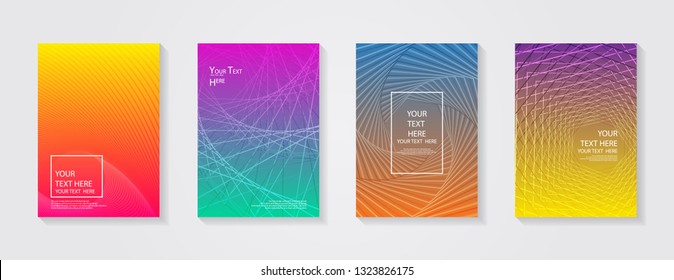 Minimal modern cover design. Dynamic colorful gradients. Future geometric patterns. Blue, pink, yellow, green, orange, purple placard poster template.