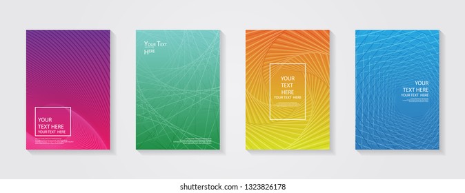 Minimal modern cover design. Dynamic colorful gradients. Future geometric patterns. Blue, pink, yellow, green, orange, purple placard poster template.