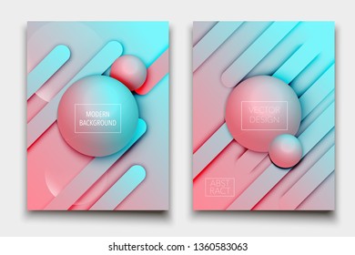 Minimal Modern Cover Design. Dynamic 3D Gradient Background. Future Geometric Shapes. Poster Vector Design Template.