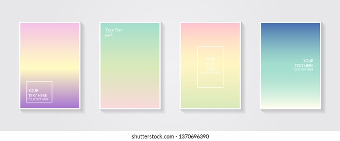 Minimal modern cover design. Dynamic colorful gradients. Future geometric patterns. Blue, pink, yellow, green, orange, purple placard poster template.