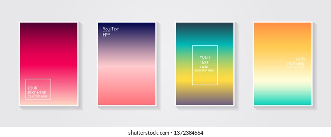 Minimal modern cover design. Dynamic colorful gradients. Future geometric patterns. Blue, pink, yellow, green, orange, purple placard poster template.