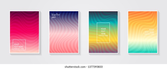 Minimal modern cover design. Dynamic colorful gradients. Future geometric patterns. Blue, pink, yellow, green, orange, purple placard poster template.