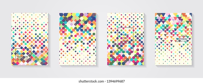 Minimal modern cover design. Dynamic colorful gradients. Future geometric patterns. Blue, pink, yellow, green, orange, purple placard poster template.