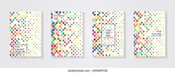 Minimal modern cover design. Dynamic colorful gradients. Future geometric patterns. Blue, pink, yellow, green, orange, purple placard poster template.