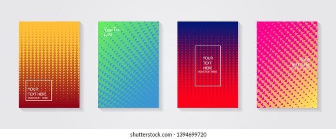 Minimal modern cover design. Dynamic colorful gradients. Future geometric patterns. Blue, pink, yellow, green, orange, purple placard poster template.