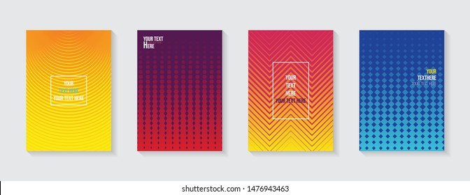 Minimal modern cover design. Dynamic colorful gradients. Future geometric patterns. Blue, pink, yellow, green, orange, purple placard poster template.