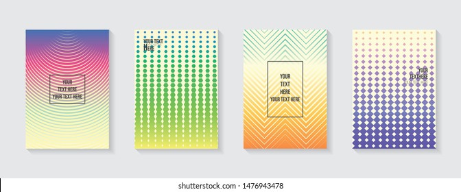 Minimal modern cover design. Dynamic colorful gradients. Future geometric patterns. Blue, pink, yellow, green, orange, purple placard poster template.