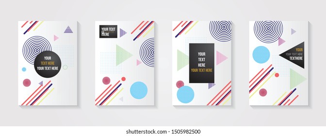Minimal modern cover design. Dynamic colorful gradients. Future geometric patterns. Blue, pink, yellow, green, orange, purple placard poster template.