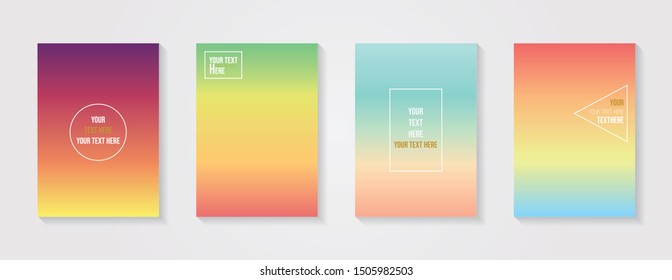Minimal modern cover design. Dynamic colorful gradients. Future geometric patterns. Blue, pink, yellow, green, orange, purple placard poster template.