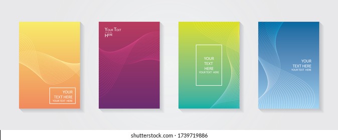 Minimal modern cover design. Dynamic colorful gradients. Future geometric patterns. Blue, pink, yellow, green, orange, purple placard poster template.