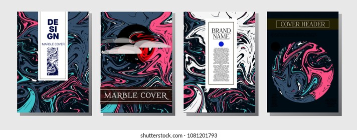 Minimal Modern Cover Template. Business Invitation, Cool Marble Product Design. Corporate Identity Liquid Paint Colored Pattern. Simple Design Presentation, Magazine Cover, Futurist Title Page