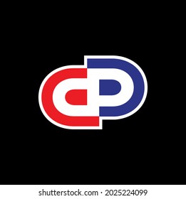Minimal modern CP logo. Future creative sport club, camp symbol. Vector illustration