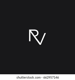 Minimal modern creative connected fashion brands black and white color RV R V initial based letter icon logo.