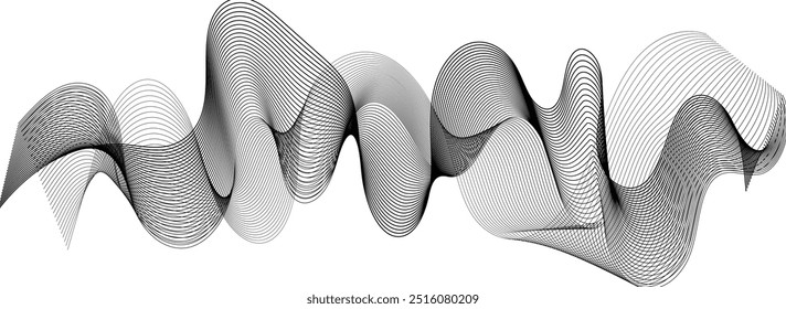 Minimal modern curve wavy fluid line blend vibrant gray dynamic design element	