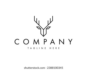 diseño minimo moderno de logotipo de línea de cabeza de ciervo