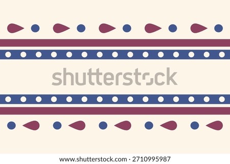 Minimal modern dew drops and round geometric shape design. Classic red and blue on light beige background space for frames, invitation, decoration, border, pattern, seamless, scarf, knit, weaves, silk