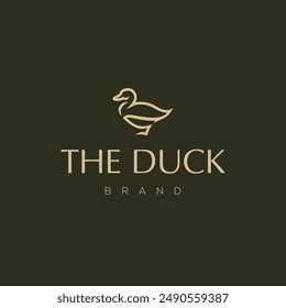 minimal modern duck logo icon vector illustration hipster stock. Animal farm or restaurant cafe in luxury line style. Goose logo design.