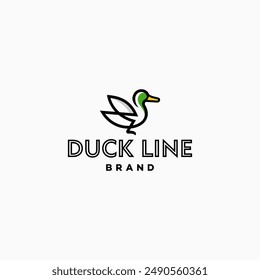 Minimal Modern Duck Logo Icon Vektorillustration Hipster Stock. Tierfarm oder Restaurant Café in Luxus-Linie Stil. Gänselogo-Design.