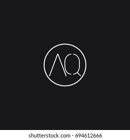Minimal modern elegant connected circular shaped interior brand black and white color A Q initial based letter icon logo.