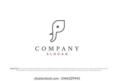 minimal modern elephant head logo