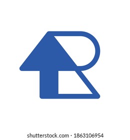 minimal, modern, flat letter R logo with arrow element .vector