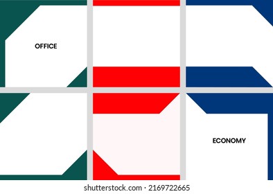 Colección vectorial de diseño de fondo cuadrado geométrico minimo moderno. Cubierta de arte creativo y plantilla de diseño de fuentes de medios sociales.