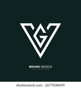 Minimal modern Gv Vg triangle monogram logo with unique creative style, perfect for branding identity.