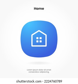 Minimal modernes Haus, Homepage, Basis, Hauptseite, Haus Drucktasten Symbol Symbol Symbol Symbol, Zeichen. 3d blaues Heimsymbol. Mobile App-Symbole. Device UI UX-Mock-Up. Einzige Vektorelemente.