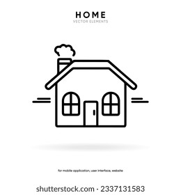 Minimal modern home, homepage, base, main page, house push button icon emblem symbol, sign. 3d blue home icon. Mobile app icons. Device UI UX mockup. Isolated vector elements.