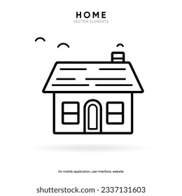 Minimal modern home, homepage, base, main page, house push button icon emblem symbol, sign. 3d blue home icon. Mobile app icons. Device UI UX mockup. Isolated vector elements.