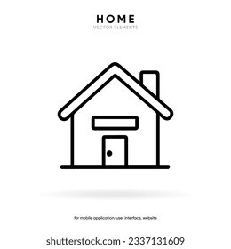 Minimal modern home, homepage, base, main page, house push button icon emblem symbol, sign. 3d blue home icon. Mobile app icons. Device UI UX mockup. Isolated vector elements.