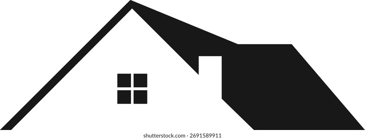 Minimal Modern House Outline Vector Illustration, Simple Black and White Real Estate Home Line Art Design for Architecture and Property Branding.