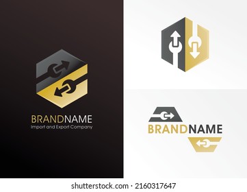 logotipo de marca de la empresa de importación y exportación mínimo y moderno 
