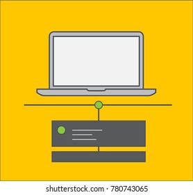 Minimal and Modern laptop PC and Server icon iluustration design