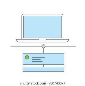 Minimal and Modern laptop PC and Server icon illustration design