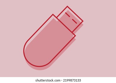 Ilustración de icono de Pendrive ligero rojizo minimo y moderno, que se utiliza en los diseños de las aplicaciones