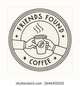 minimal modern line art round friends found coffee logo